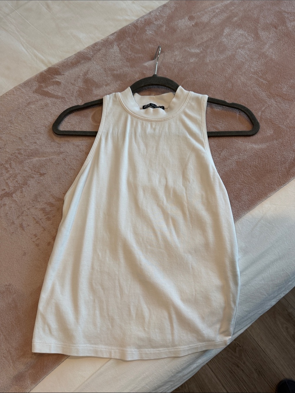Zara Cream High-Neck Sleeveless Tank Top